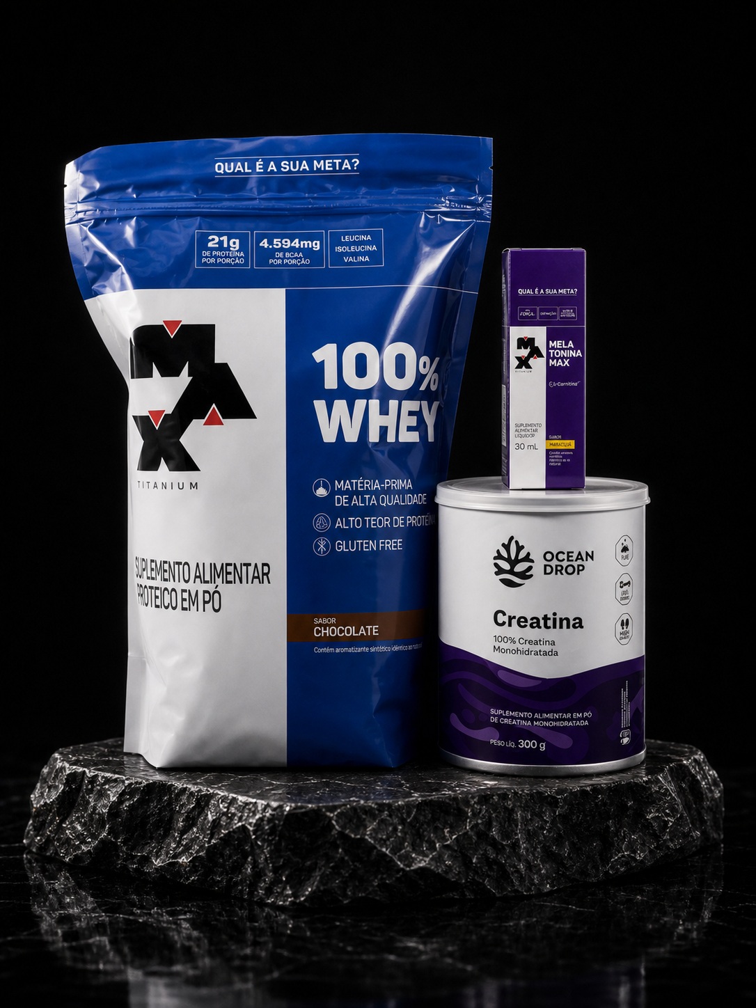 Combo 100% Whey + Creatina + Melatonina