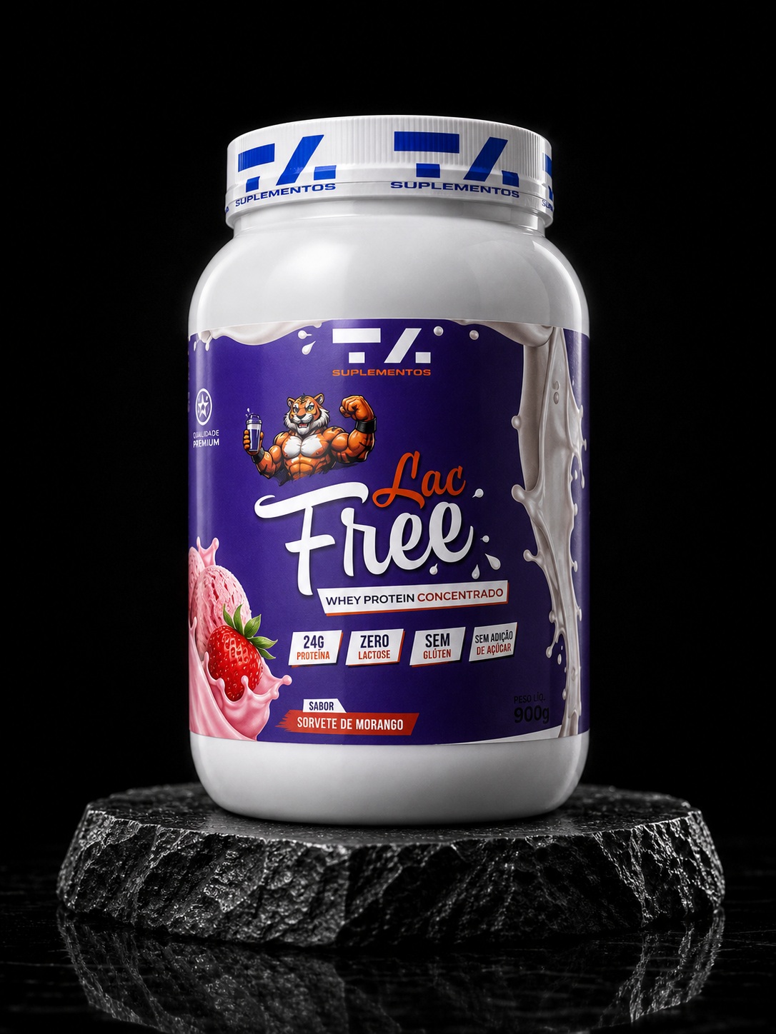 Lac Free Whey Protein 900g – Sorvete de Morango