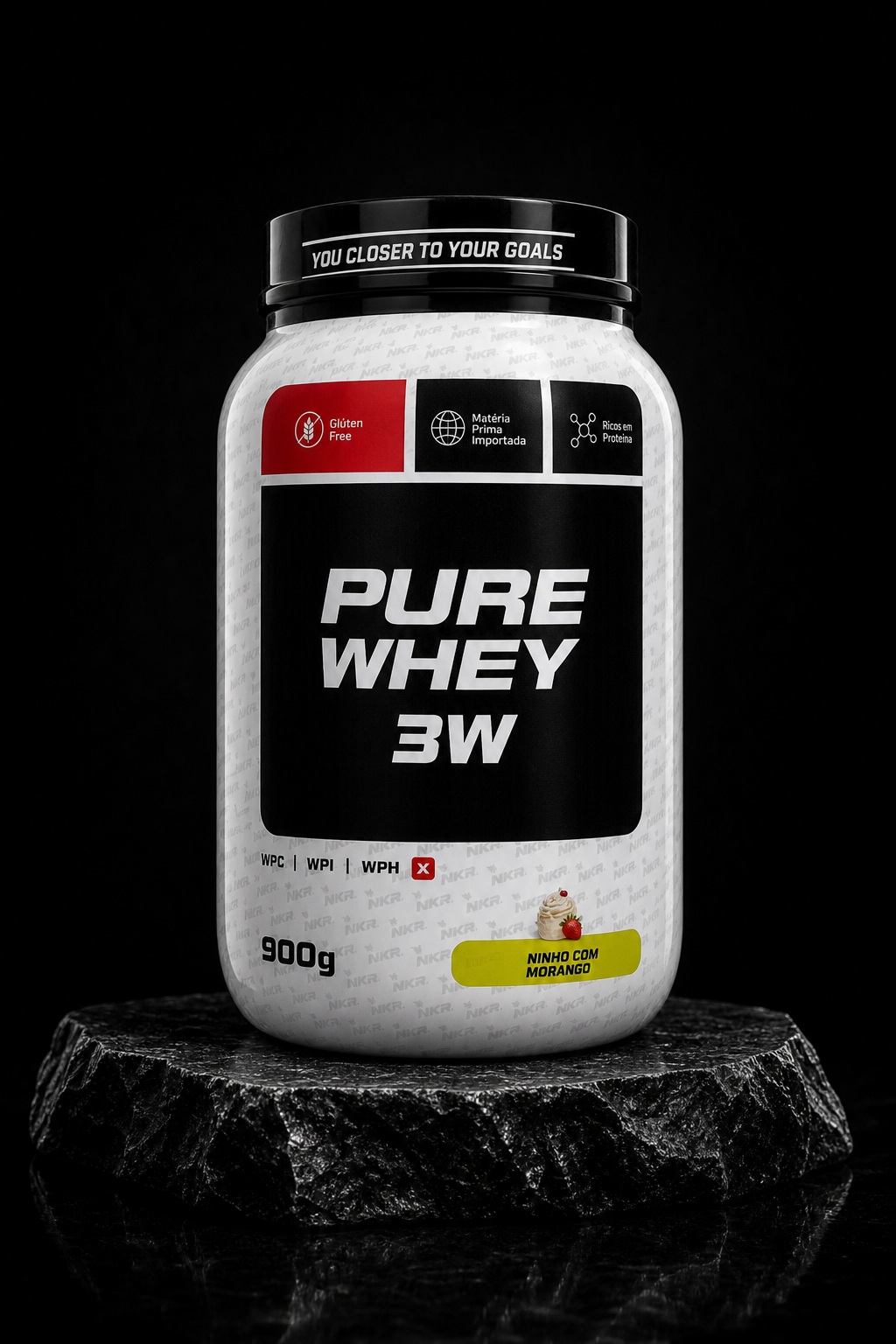Pure Whey 3W 900g – Ninho com Morango