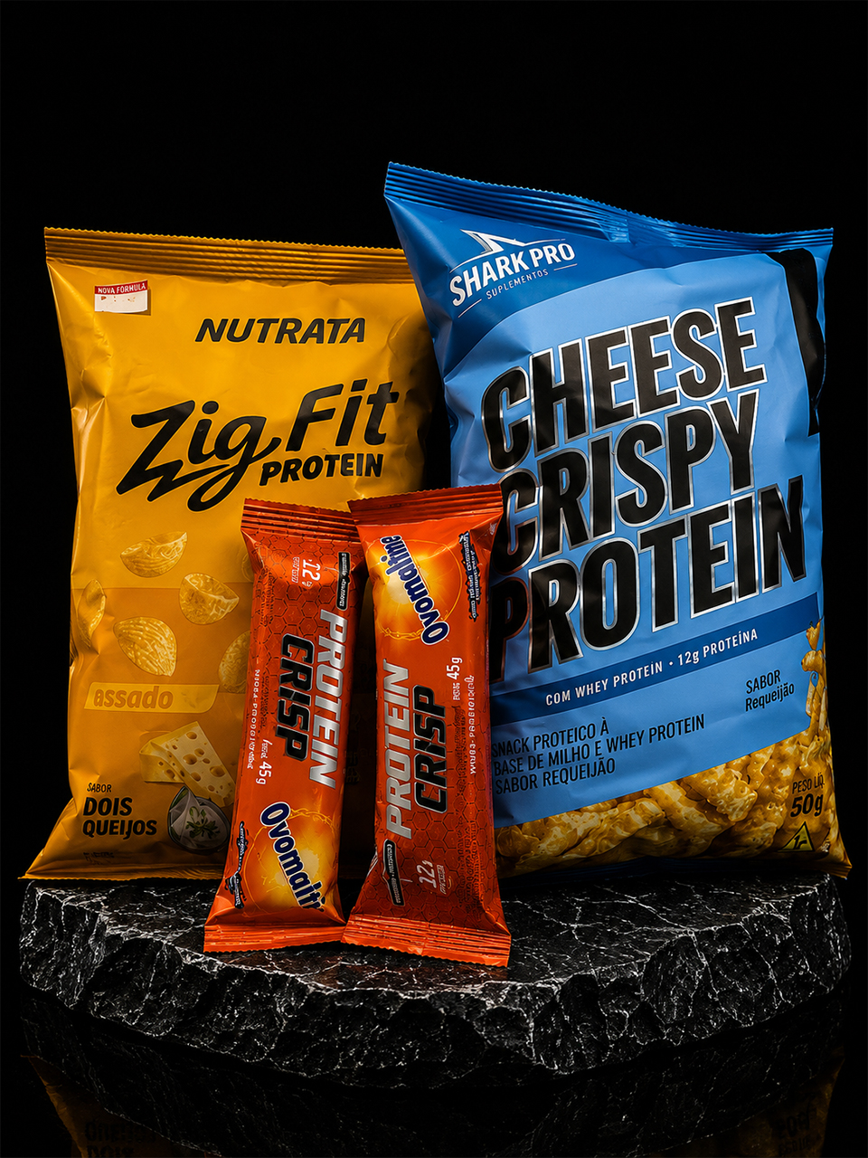 Kit Snacks Proteicos – Zig Fit, Cheese Crispy e Protein Crisp